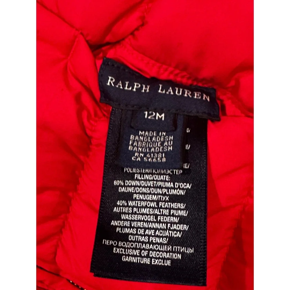 Ralph Lauren Kids Reversible Puffer Vest Pink Green Down Filled 12M